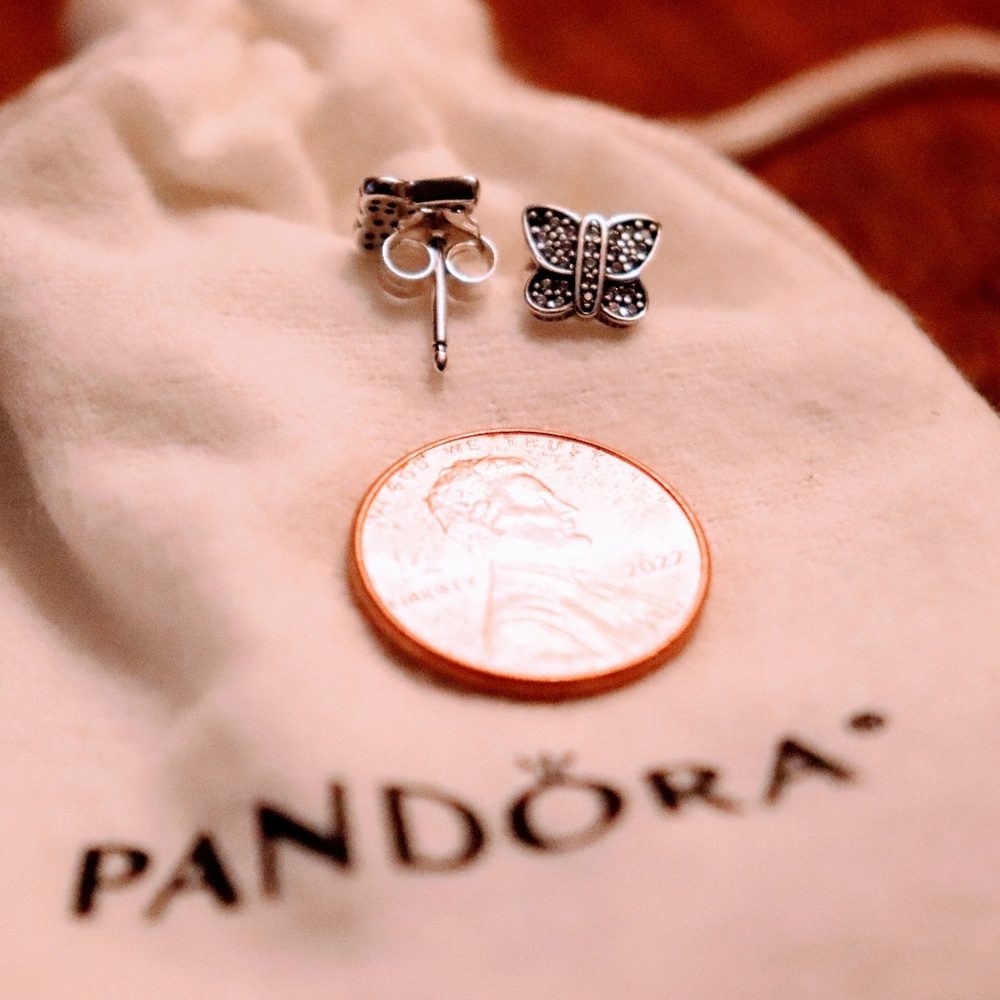 Sterling Silver Butterfly Stud Earrings Pandora